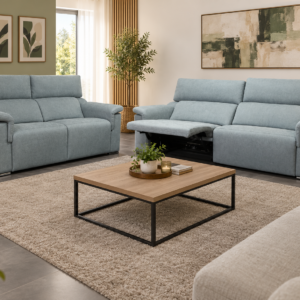 Sofá relax eléctrico GABANA 3+2 en tejido gris azulado